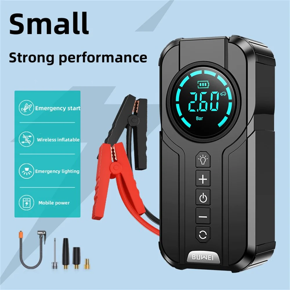 4 In 1 Car Jump Starter Air Pump Power Bank Lighting Portable Air Compressor Cars Battery
