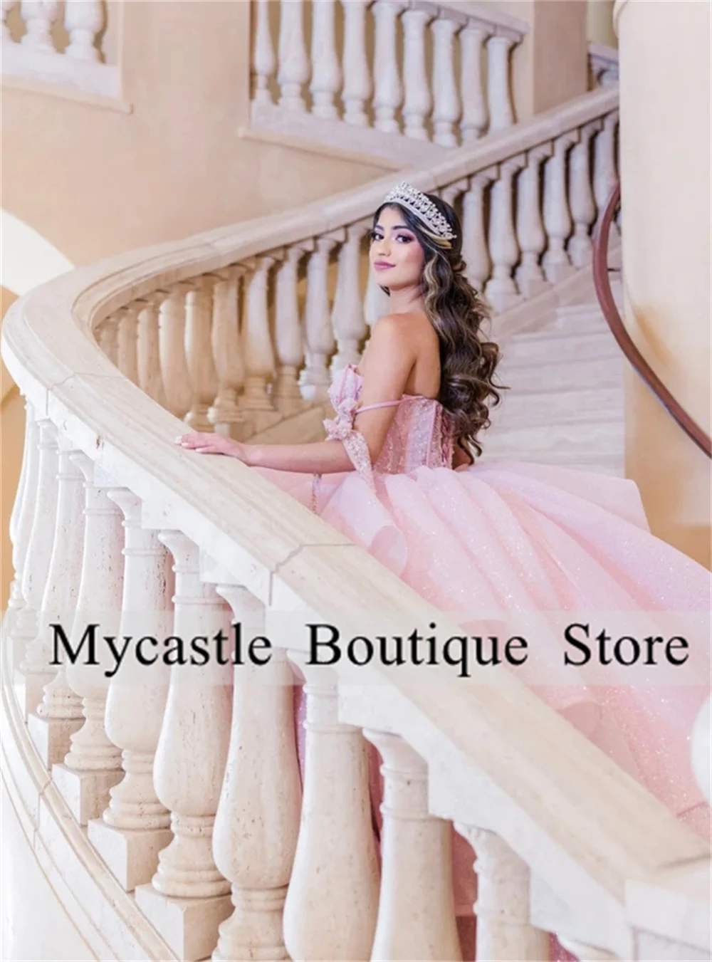 

New Pink Tulle Quinceanera Dresses Mexican Sweetheart Lace Beaded Ball Gowns 2023 Off Shoulder Sweet 16 Dress Vestidos De