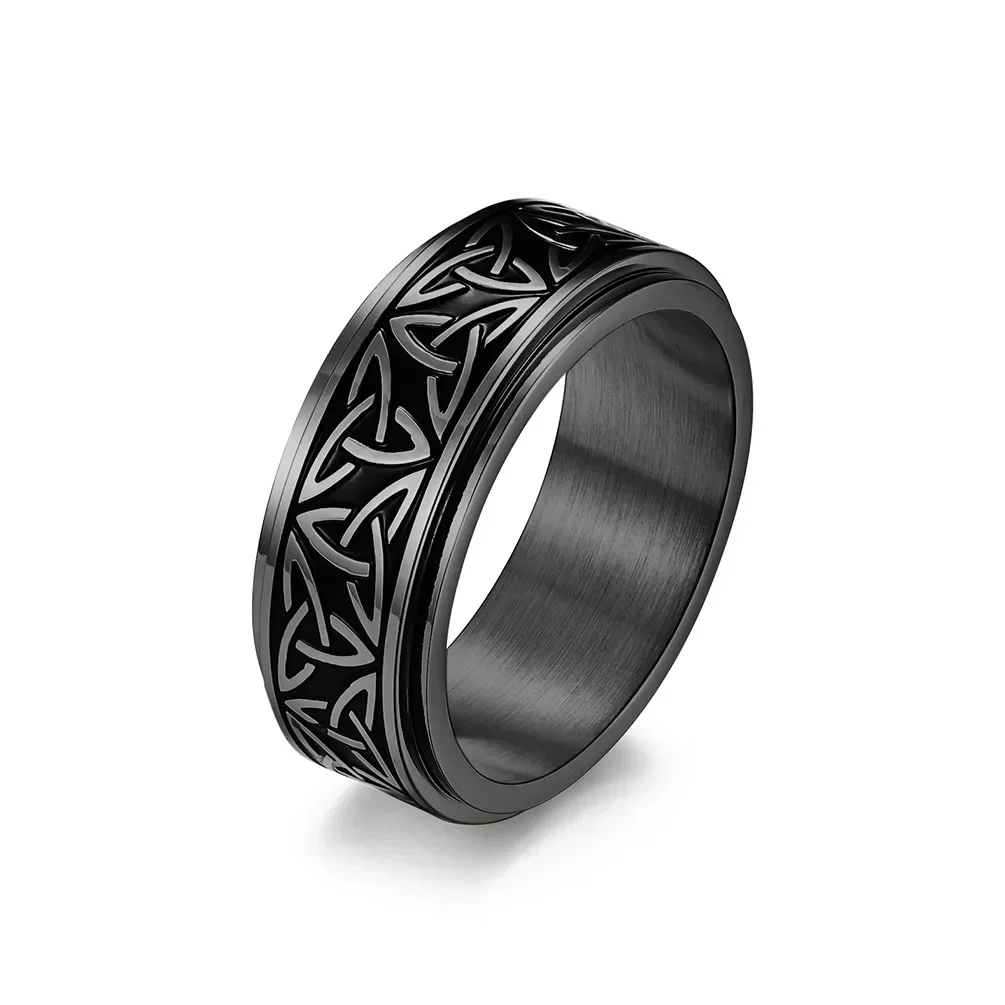 Men Stainless Steel Celtic Triangle Knot Rotatable Rotating Ring Unisex Decompression stainless steel ring,finger ring,fidget spinner ring