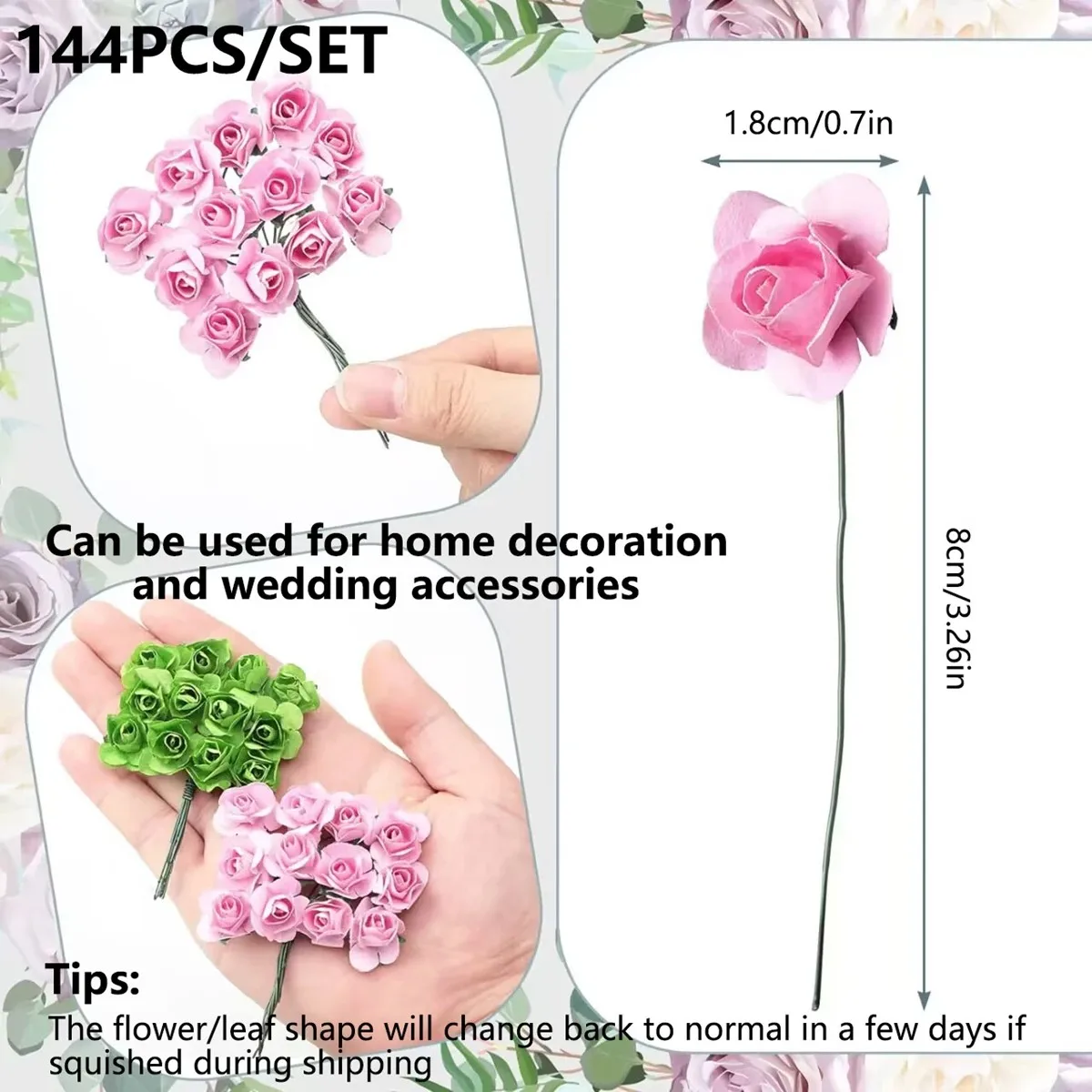 Artificial Flowers 144pcs simulation paper Rose Outdoor courtyard UV protection Garden Wedding Home Diy gift Candy Box Decoration