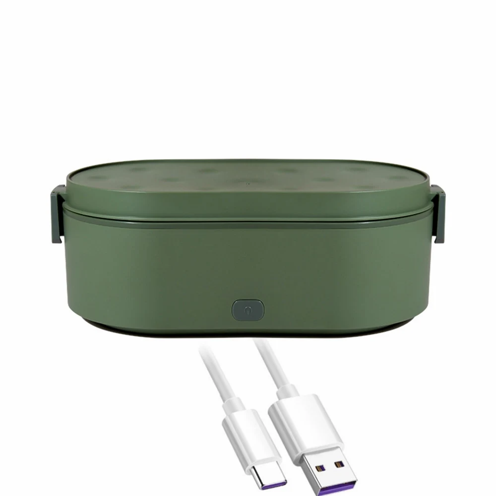 Mini Elétrica Lancheira Usb Carregamento Recipiente Aquecedor de Alimentos Carro Casa Viagem Portátil Panela Arroz Warmer Aço Inoxidável Bento Caixa