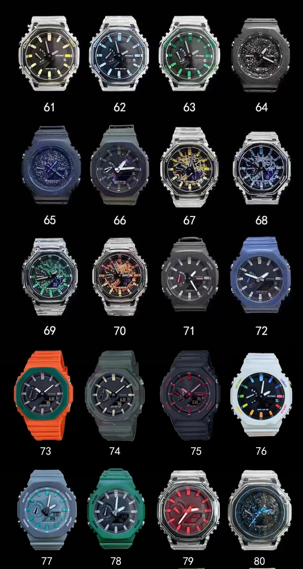 

Мужские спортивные цифровые кварцевые часы 2100, оригинальные часы Shock World Time, Полная функциональность, светодиодный съемный монтажный циферблат, серия Oak