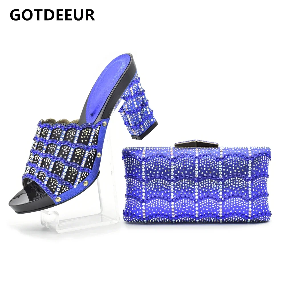 

New Arrival Crystal Decoration Style Friends Party Women Shoes Nigerian Ladies Shoes and Bag for Wedding Plus Size Shoes Luxury