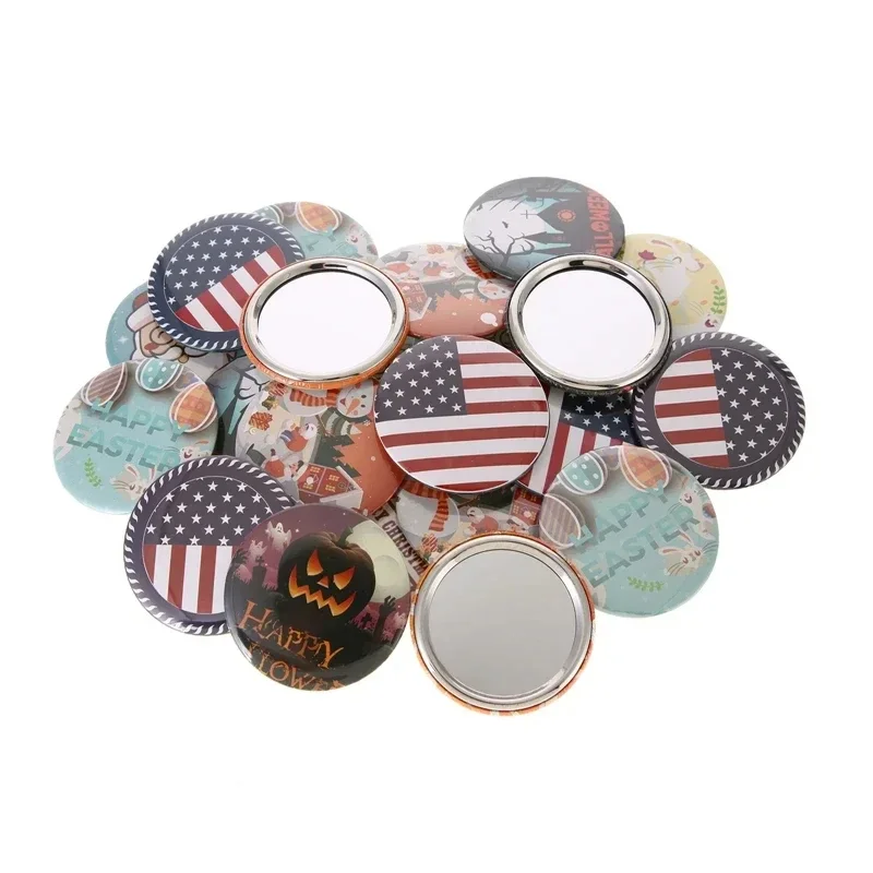 100PCS 58mm DIY Making Mini Tinplate Mirror Parts Portable Pocket Mini Round Mirror for Badge Button Maker DIY Accessories badge parts button making supplies