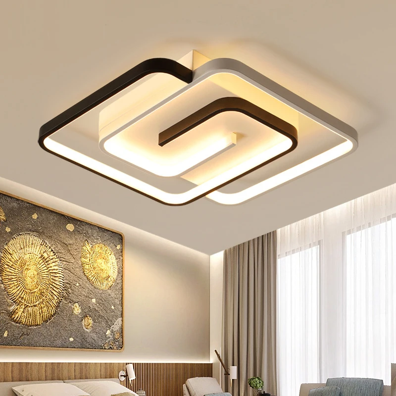 LED Chandelier Bedroom Square Modern Ceiling Lamp Attic Living Room Dining Kitchen Interior Fixture
