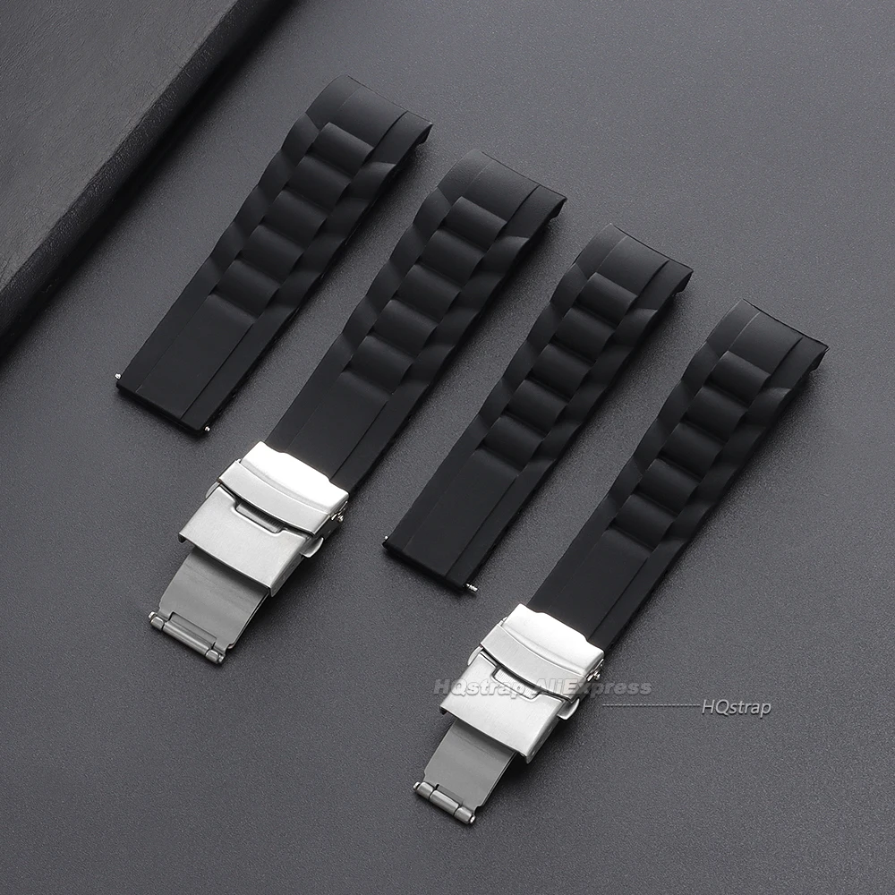 Versatile Silicone Watch Strap with Curved Ends and Waterproof Design