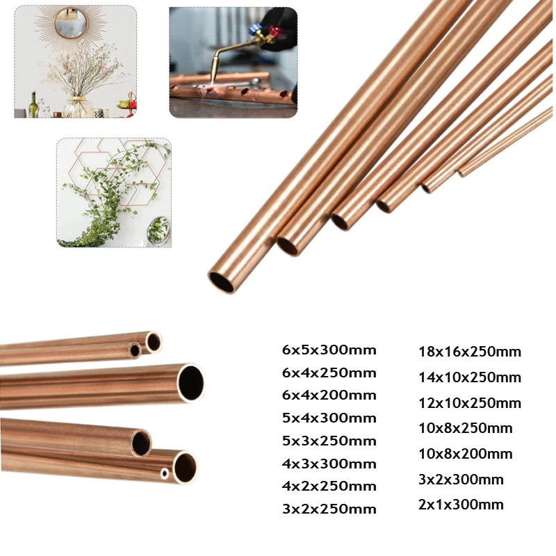 

1pcs 1-16mm Red copper Tubes Internal Diameter 300mm/200mm/250mm Tube Brass Spacer Model Building diy toys accessories