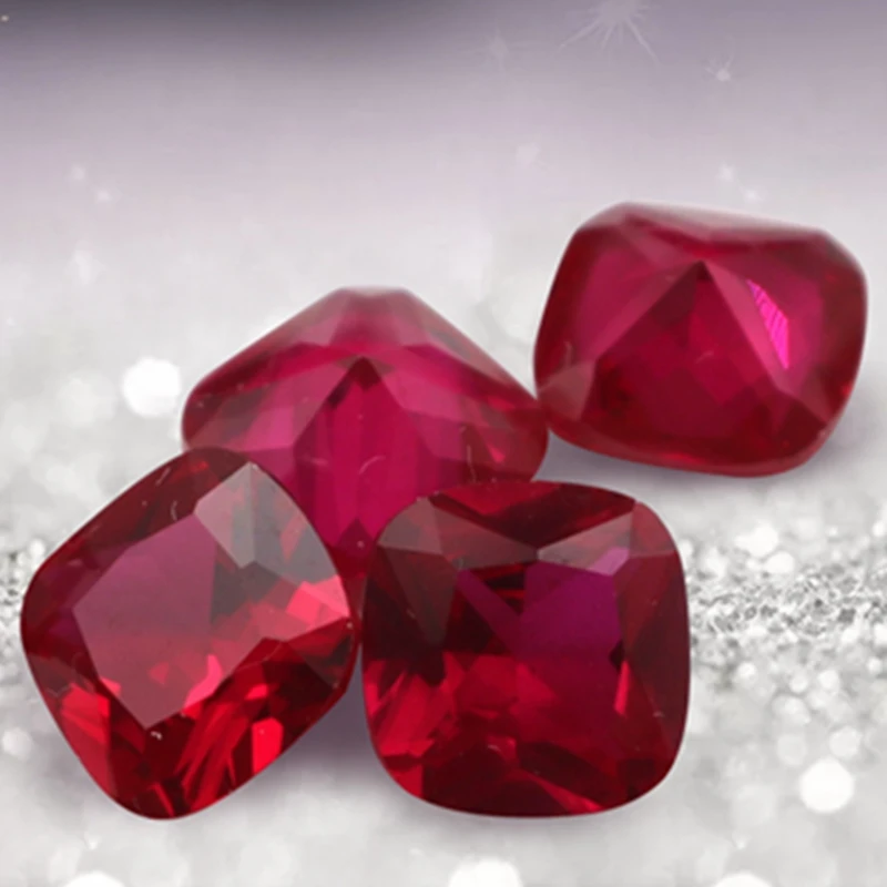 Pretty Ruby Square Cut VVS Bulk Gemstones For Jewelry Making Collection Gifts DIY