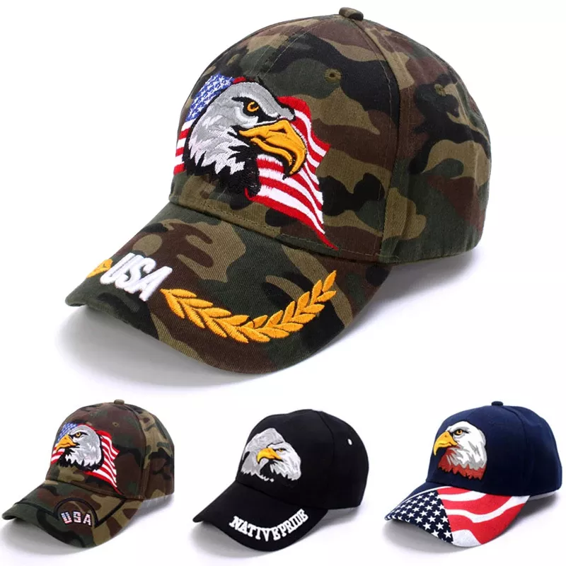 Nowa męska czapka z daszkiem zwierzęca patriotyczny bielik i flaga ameryki czapki z daszkiem dla kobiet czapki z daszkiem z haftem 3D
