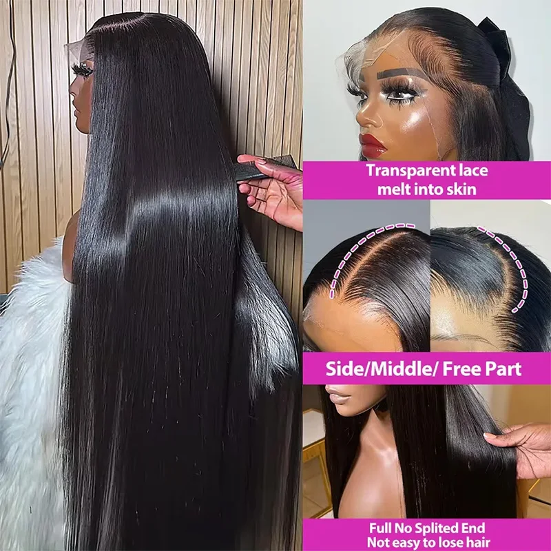 Straight Human Hair Wigs For Woman 13x6 HD Lace Frontal Human Hair Wig Pre Plucked Glueless Straight Lace Wigs Clearance Sale 3