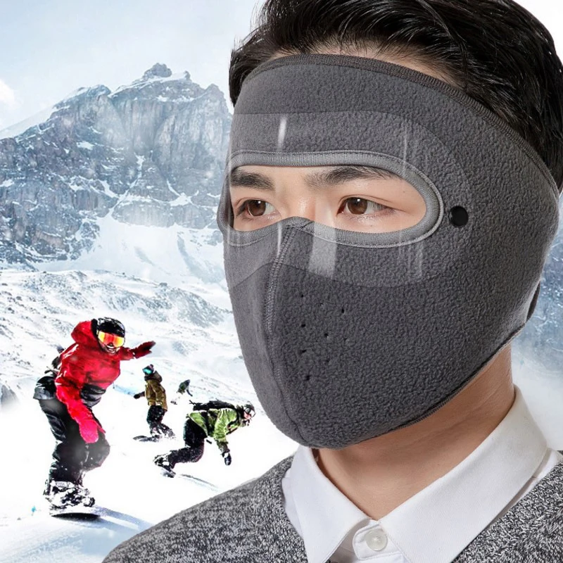 Unisex Winter Warm Face Mask with HD Anti Fog Goggles Windproof Cold Proof Polar Fleece Scarf Breathable for Outdoor Cycling