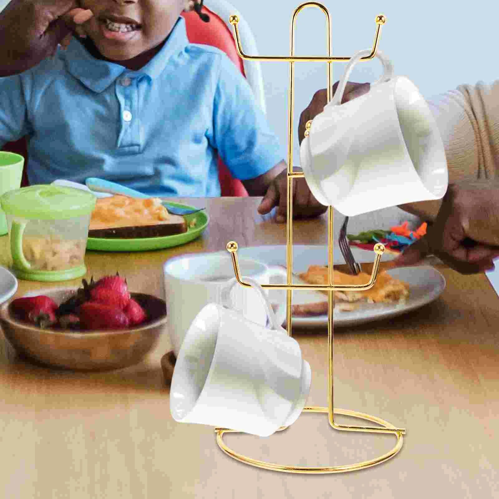 Six Hooks Iron Cup Holder Mug Tree ganizer Coffee Cup Holder Tea Tree Countertop Mug Rack Pantry Display Tumbler