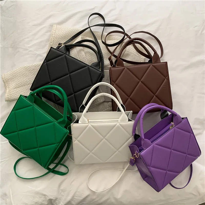 Diamond Lattice Candy Color Shoulder Bags for Women Small Square Solid Color Messenger Bag Simple Ladies Handbag