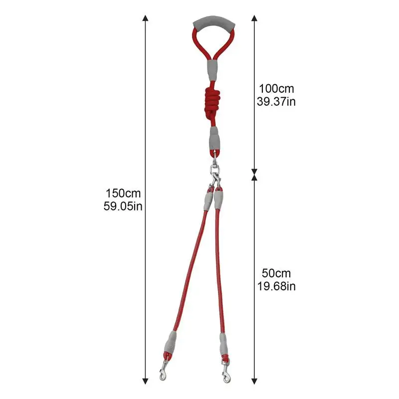 Dog Traction Rope 360 Degree Rotatable Double-Headed Dog Walking 2 Traction Ropes Durable With Comfortable Handle