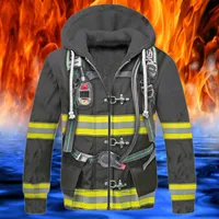 3D printing customized name new firefighter pattern warm hooded thickened jacket zipper fleece hoodie winter jacket casual 1
