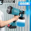 1000ML Electric Spray Gun High Power Cordless Paint Sprayer HVLP Auto Furniture Steel Coating Airbrush For Makita 18V Battery 1