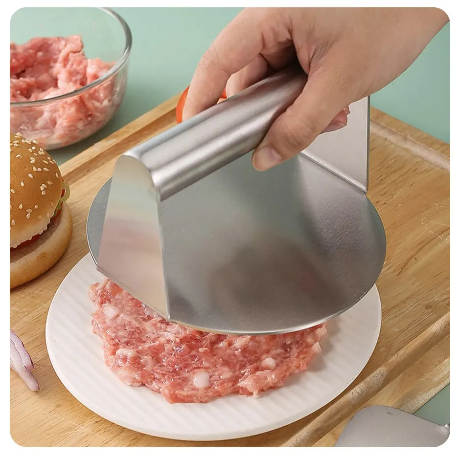 1PC Round/Square Stainless Steel Smash Burger Press Grill Accessories For Flat Top Grill Hamburger Press Squeeze Grease