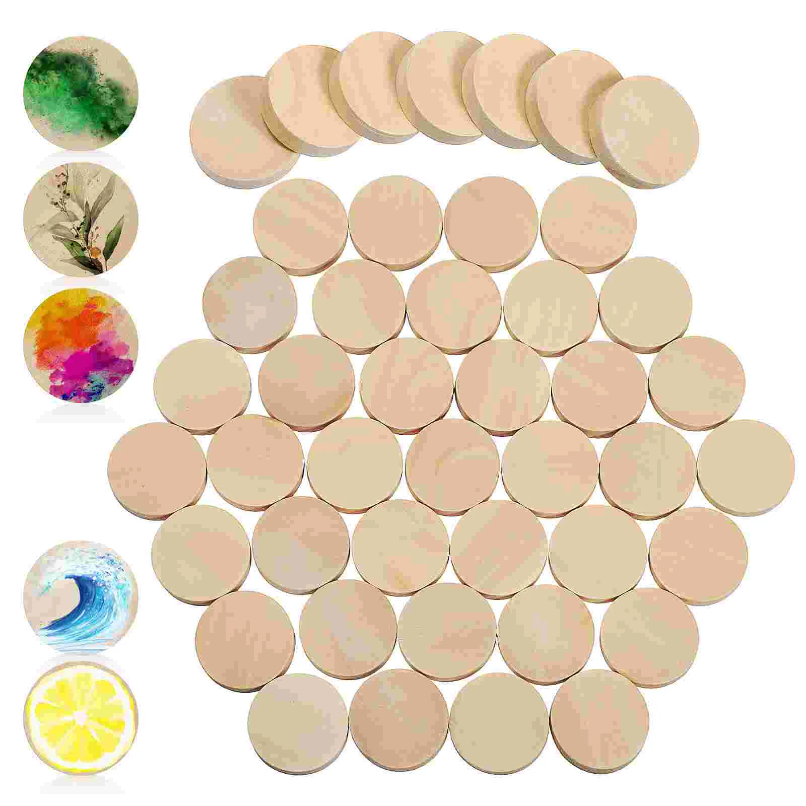 

100 Pcs DIY Wooden Craft Round Discs Pendant Crafts Blank Chip Circle Slices For Small