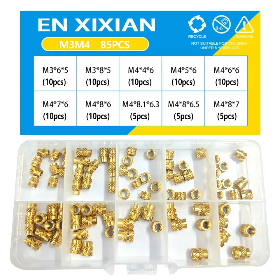 M2 M2.5 M3 M4 M5 M6 Brass Heat Set Insert Nut Hot Melt Knurled Threaded Inserts for 3d Print Embedment Copper Nut Assortment Kit image 13