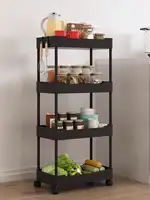 1pc Kitchen Bathroom Storage Rack 3/4 Tier Rolling Cart Storage Shelf Movable Gap Slim Slide Organizer Shelf Livingroom Rack 2