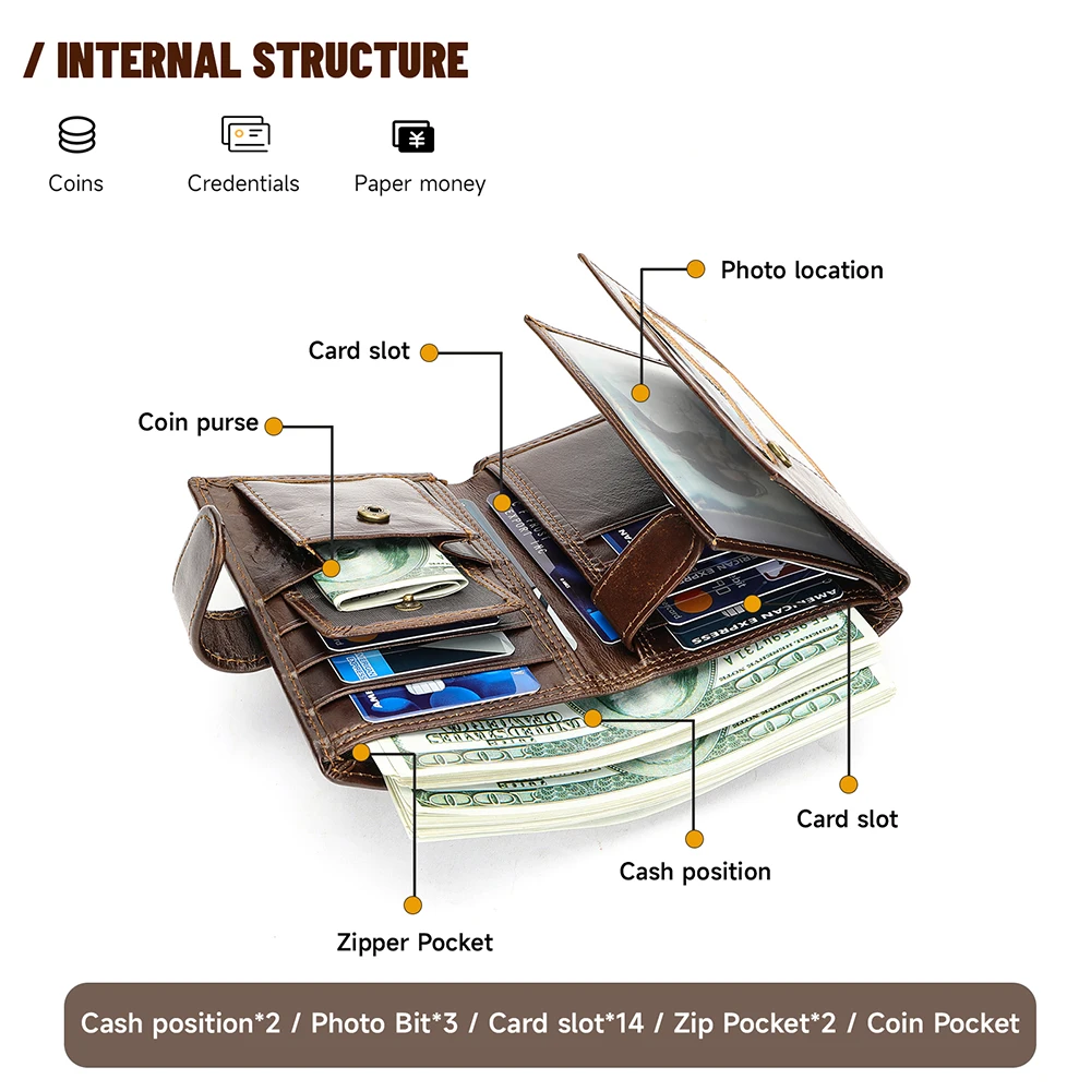 WESTAL Premium Leather Men's Multi-Functional Wallet