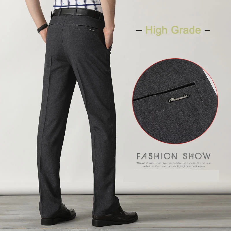 Business Pants Suit Pants Spring Autumn Men's Business Casual Pants Fashion Solid Thicken Trousers Male Brand Suit Pant Black Blue Gray Pant