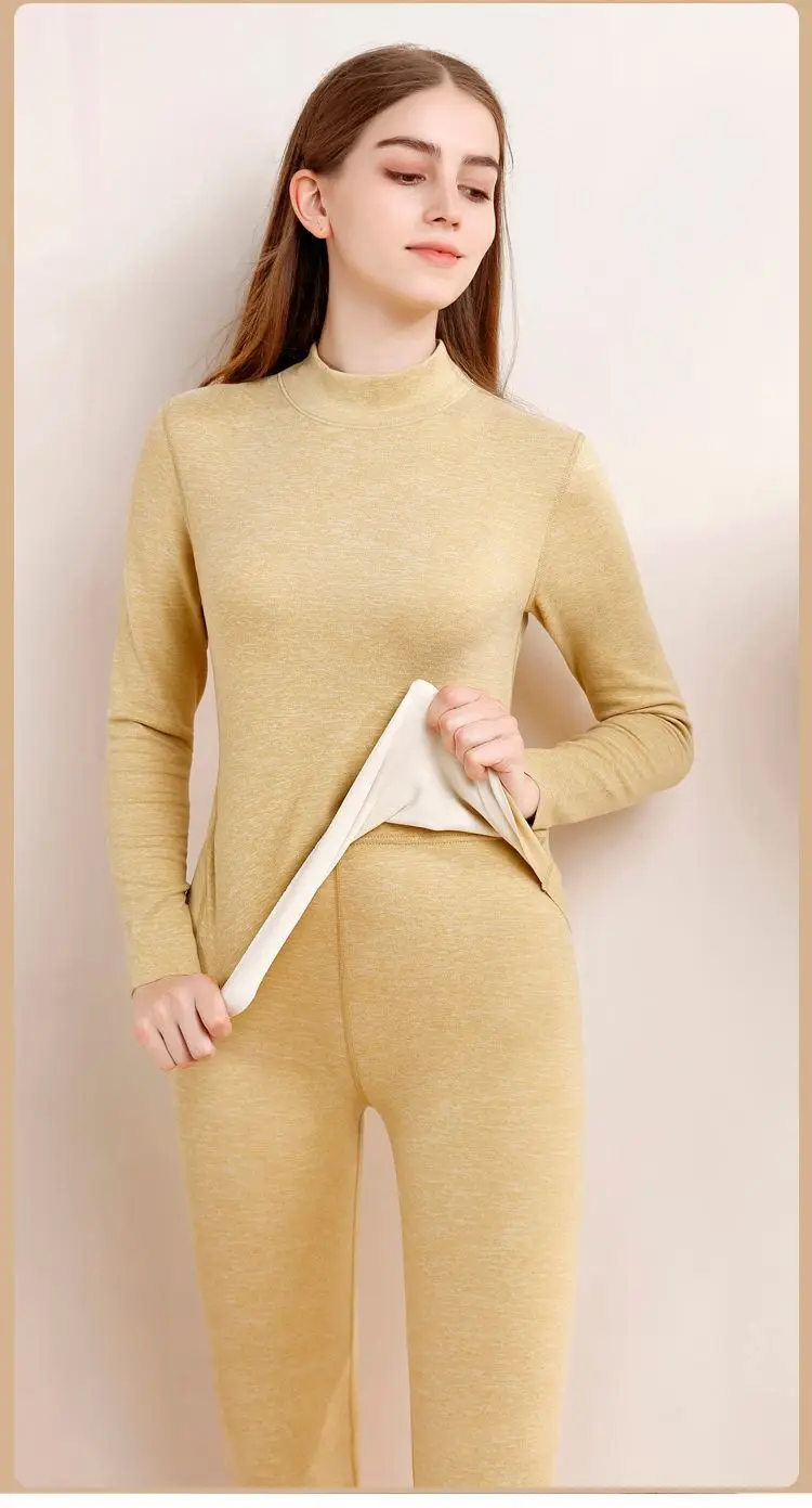 Pyjama En Peluche - MARQUE - Yellow[D906] - Manches Longues - Sous-vêtement Thermique - Pantalon