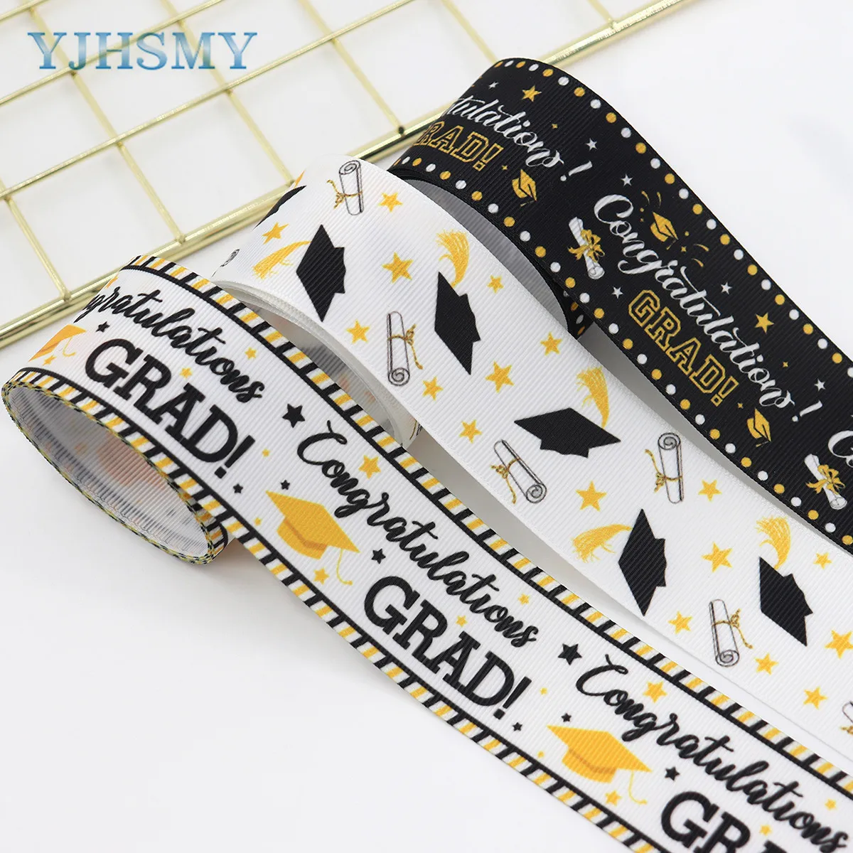 5 Yard Graduation Ribbon Congrats Graduation Cap Fabric Ribbon Congratulations Satin Star Printed Grosgrain