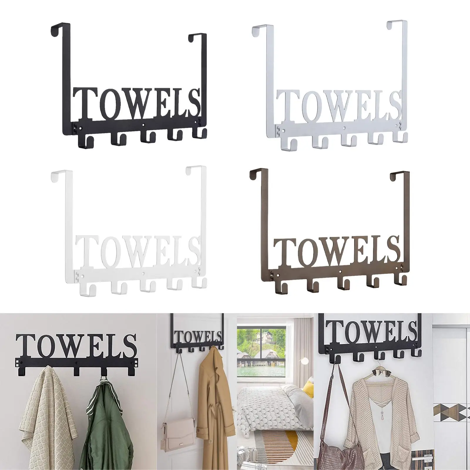Stainless Towel Rack, Bathroom Organizer Rack, Storage Decor Hang Door Hooks , for Bedroom Cabinet Coat Bathrobe Towel