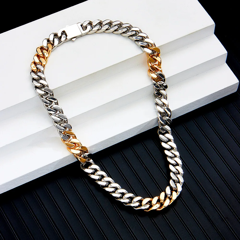 Stainless Steel Does Not Fade Fashion Punk Style Cuban Necklace Ins High-end Hip-hop Titanium Steel Necklace for Men and Women