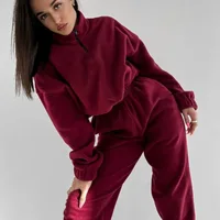 FJM-Sweat à capuche et pantalon de sport pour femme, sweat-shirt décontracté, pull imbibé de sport, ensemble de 2 pièces 2