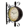 Antique-Look Wall Hanging Double Sided Clock Retro Station Clock Round Chandelier Scroll Wall Mount Home Decor Wall Clock 8 inch 1