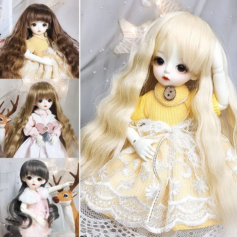 

1/6 Doll Wig for Bjd SD Doll Long Curly Hair High-temperature Head Circumference 16.5-17.5cm Diy Girl Toys Gift Doll Accessories