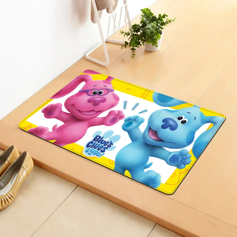 Blue Clues Entrance Door Mat Washable Non-Slip Living Room Sofa Chairs Area Mat Kitchen Welcome Doormat 4