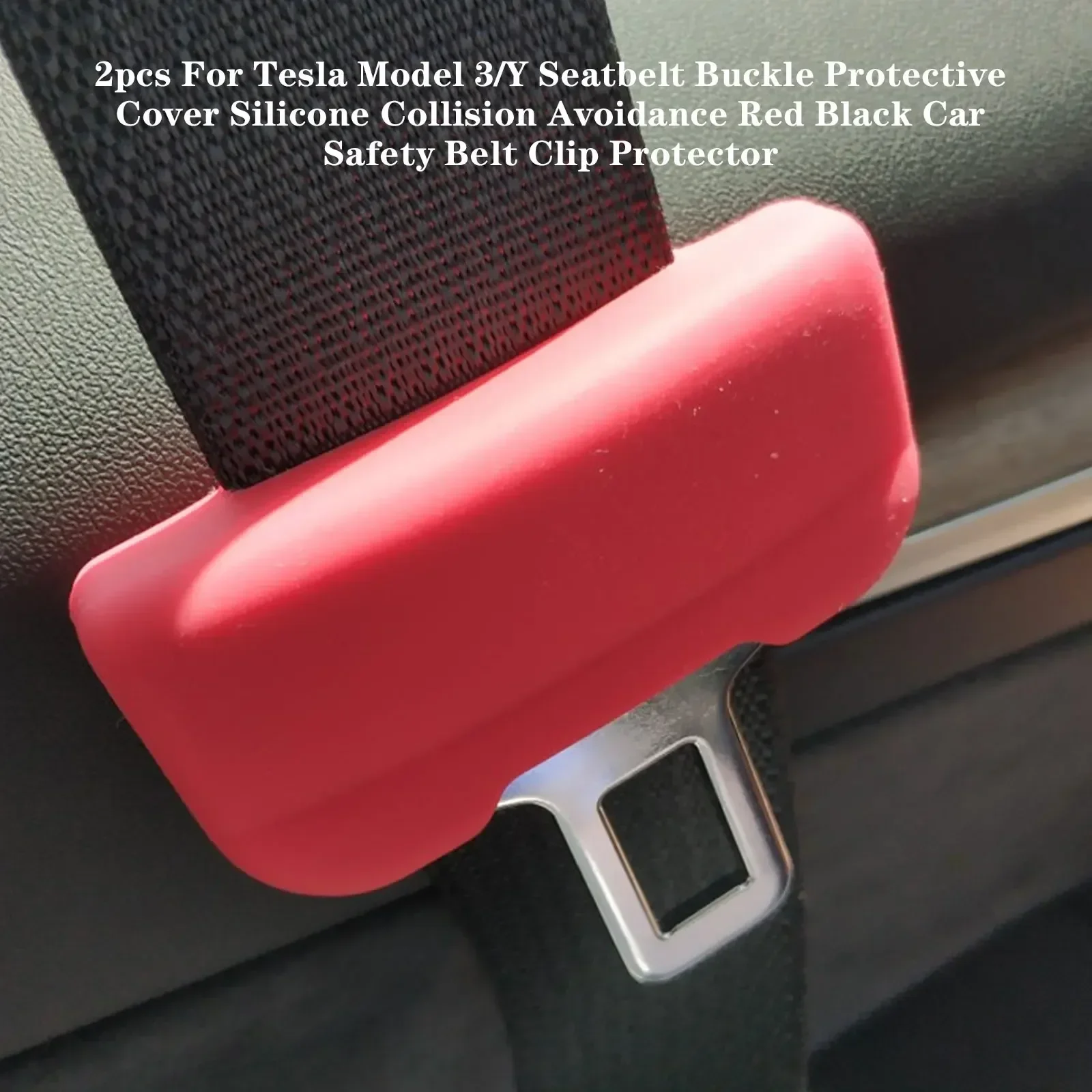 2Pcs Tesla Model 3/Y Front-row Seat Seatbelt Buckle Protective Cover Silicone Collision Avoidance Safety Belt Clip Protector