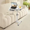 White MDF Carbon Steel Adjustable Laptop Desk Stand Bedside Desk Stand With 360° Swivel Wheels With Brake Function For Bedroom 2