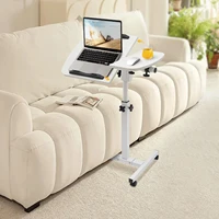 White MDF Carbon Steel Adjustable Laptop Desk Stand Bedside Desk Stand With 360° Swivel Wheels With Brake Function For Bedroom 2