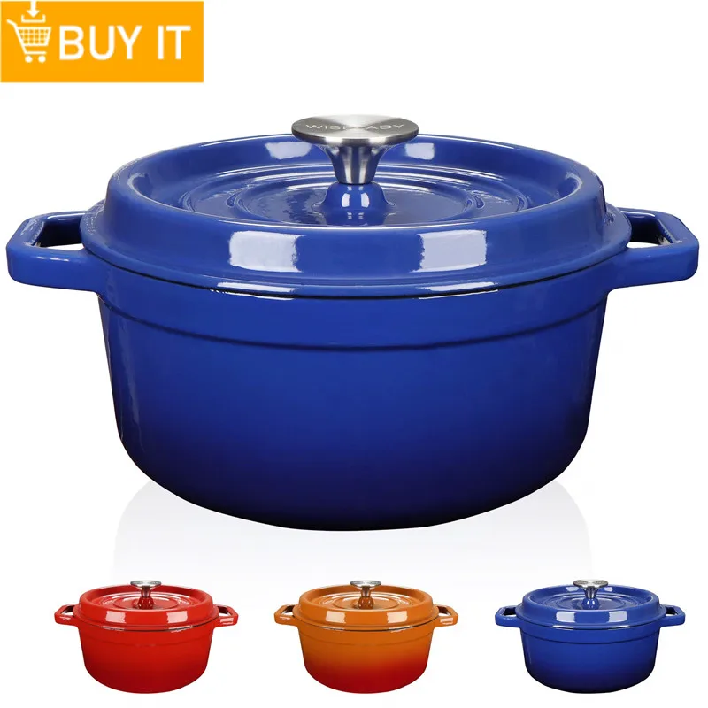 Enameled Cast Aluminum Dutch Oven With Lid 4.7L Nonstick Braised Pot  Casserole Dish Enamel Coating For All Heat Source 9.5Inch - AliExpress