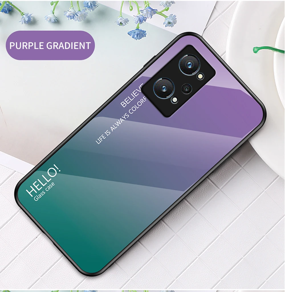Realme 9 Pro Plus étui en verre DECLAREYAO luxe Ultra mince Coque en verre trempé dur pour OPPO Realme 8 7 7i 6 5 3 2 couverture_voghion.com