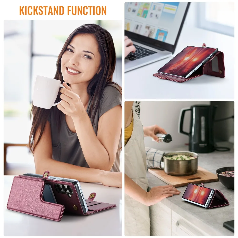 Luxury RFID Leather Wallet Case - 7-Card Holder with Magnetic Closure