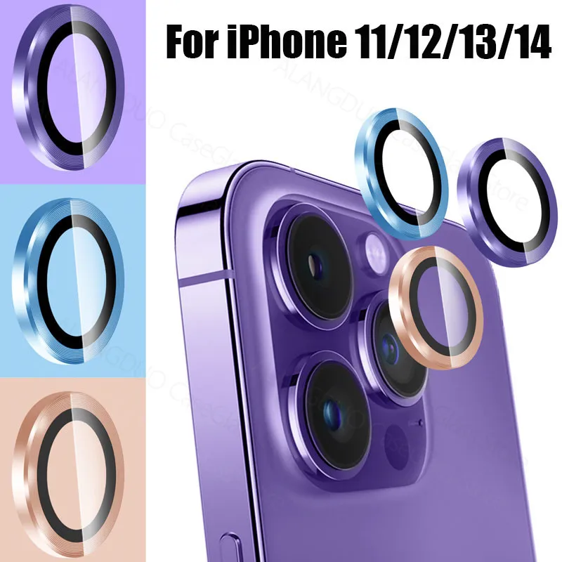 IPhone 14 13 12 11 Pro Max kamera Lens koruyucuları kamera Metal halka cam iPhone 14pro max 13mini 13pro Protecti_voghion.com