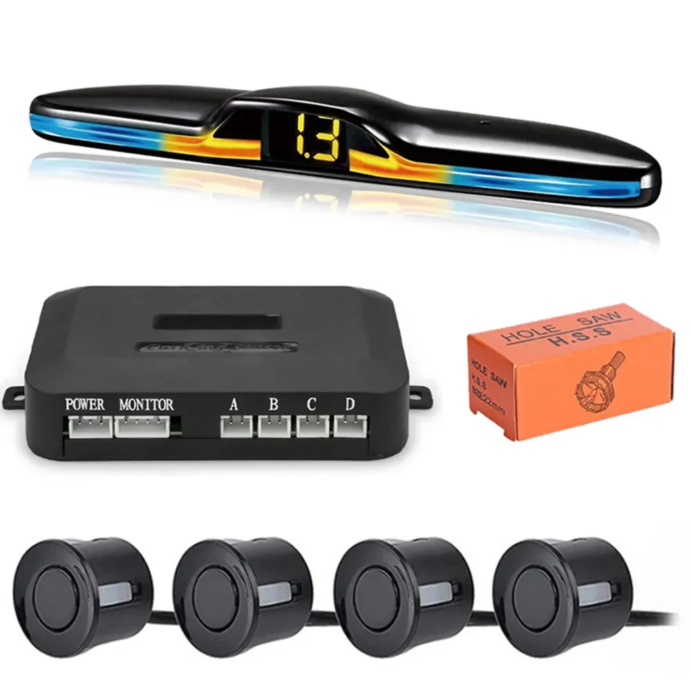 Kit De Sensores De Aparcamiento Trasero Para Coche - Radar Marcha Atrás 12V, 4 Sensores Con Alarma Audible