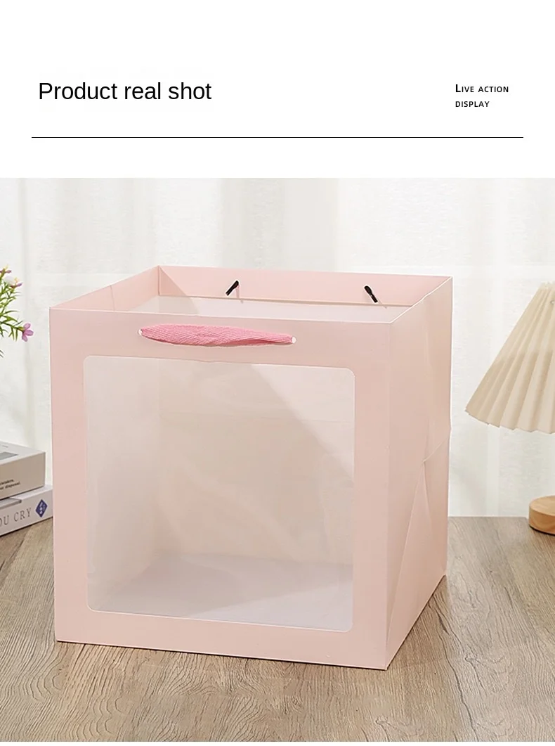Creative Flower Tote Bag Portable Foldable Gift Box with Transparent Window, Elegant Pr... - SKU PPB02029 - UGI Packaging