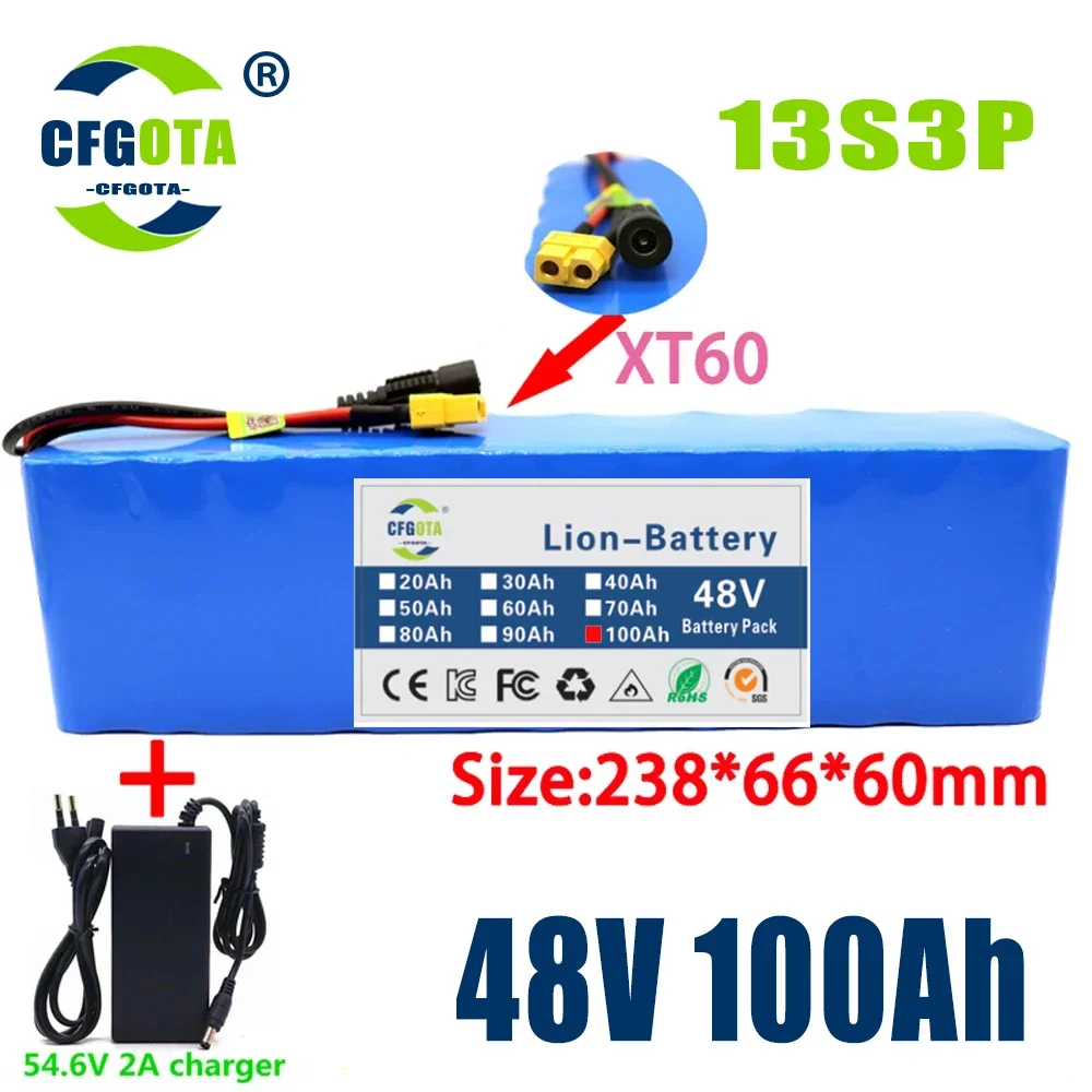 13s3p-48v-100000mah-100ah-lithium-ion-battery-pack-with-1000w-bms-for-546v-e-bike-electric-bicycle-scooter