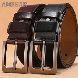 150 160 170cm Genuine Leather Men's Leisure Belt Pin Buckle Good Quality Large Size Male Belts Luxury Designer Belt Mens Gifts
