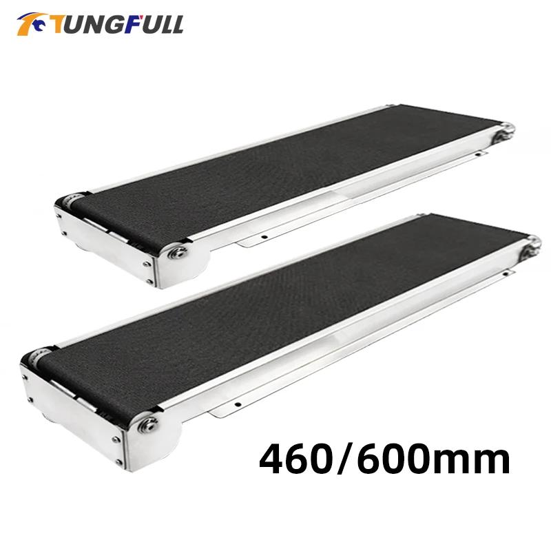 LeTkingok Mini-Förderband 24V – Edelstahl + PU, 460x85 Mm, Traglast 3,5–5 Kg, 35 U/min, 50 Mm/s