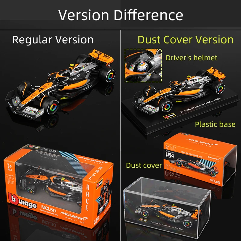 Bbugo 1:43 2023 McLaren F1 모델 MCL60 레이싱 합금 자동차 장난감 4    랜도 노리스 81    오스카 피아스트리 선물 컬렉션