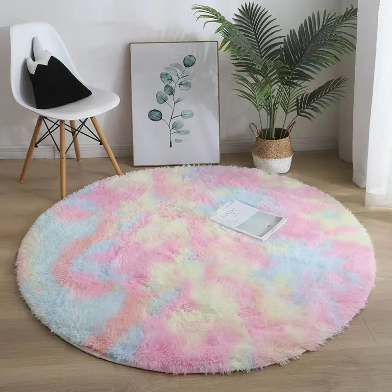 Plush rug Nordic living room carpet circular floor mat hanging basket computer chair mat solid color