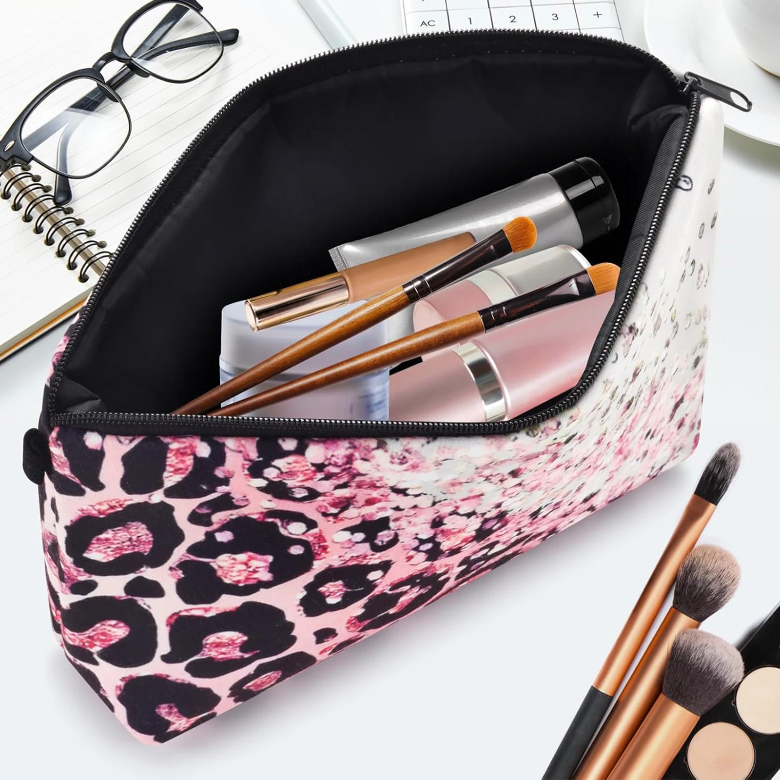 Animal Print Small Cosmetic Bag Lightweight Portable Pouch Purse Cute Pouch Wash Bag Multi-Functional for Women Travel Makeup