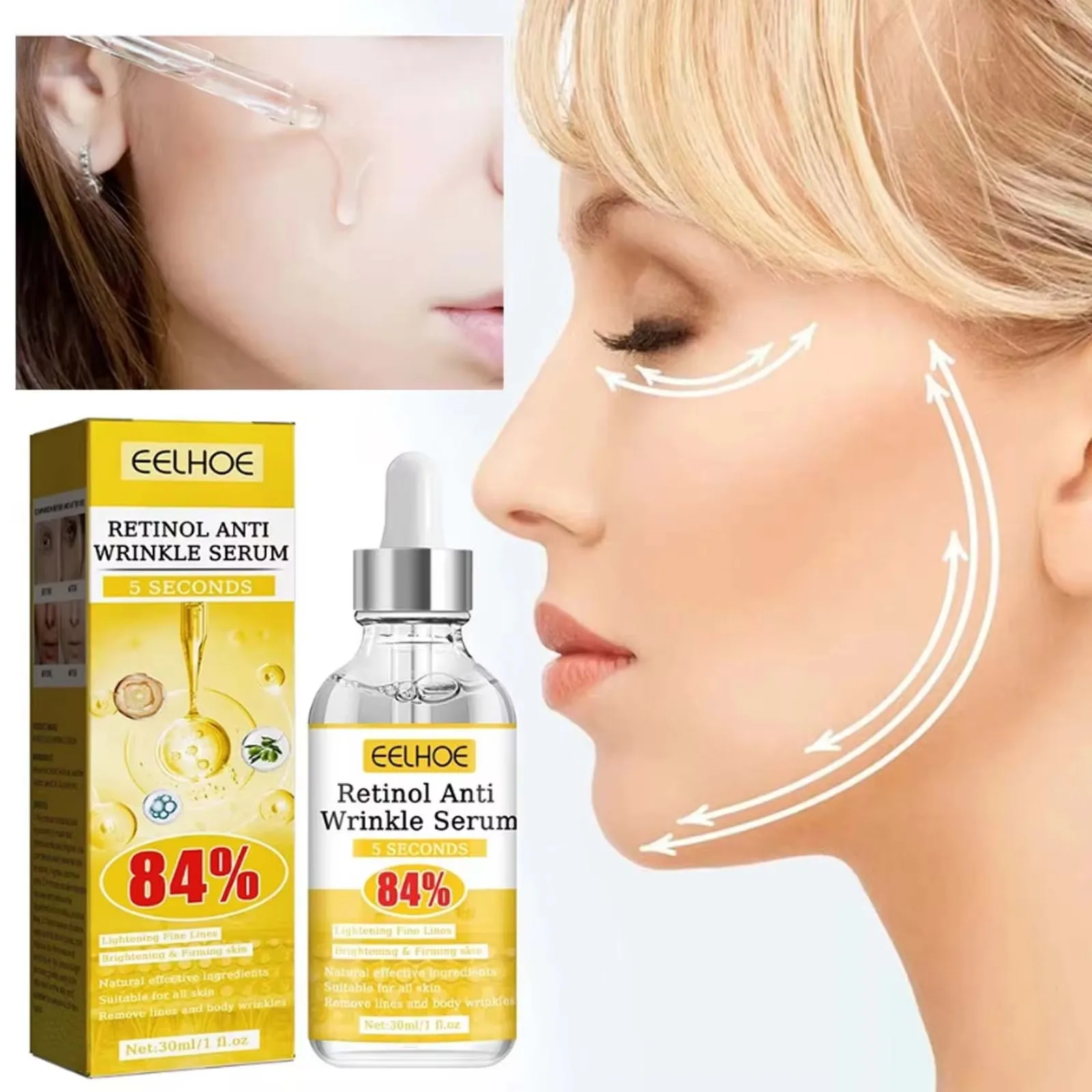 Retinol Anti Aging Remove Wrinkle Serum Lifting Brighten Face Skin Fade Eye Fine Lines Moisturizing Firming Facial Essence 30ml 3